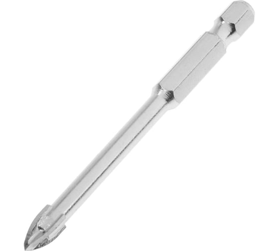 Изображение товара Сверло твердосплавное по керамике (6 мм; крестовый наконечник; шестигранный хвостовик) ТУНДРА 1443768