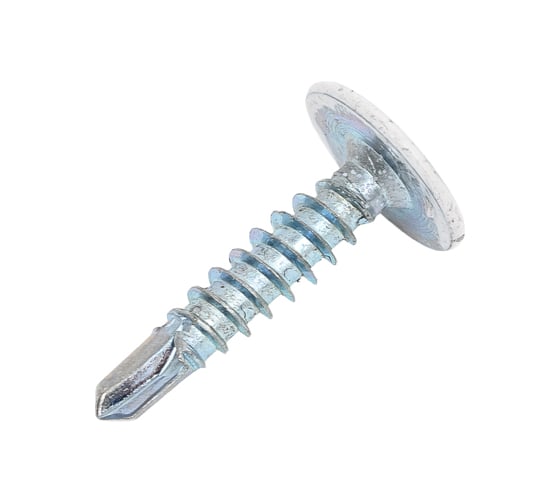 Изображение товара Саморезы ВИРТУОЗ 4,2х19 мм сполусферическая головка с прессшайбой, сверло, RAL9003, 50 шт 89564