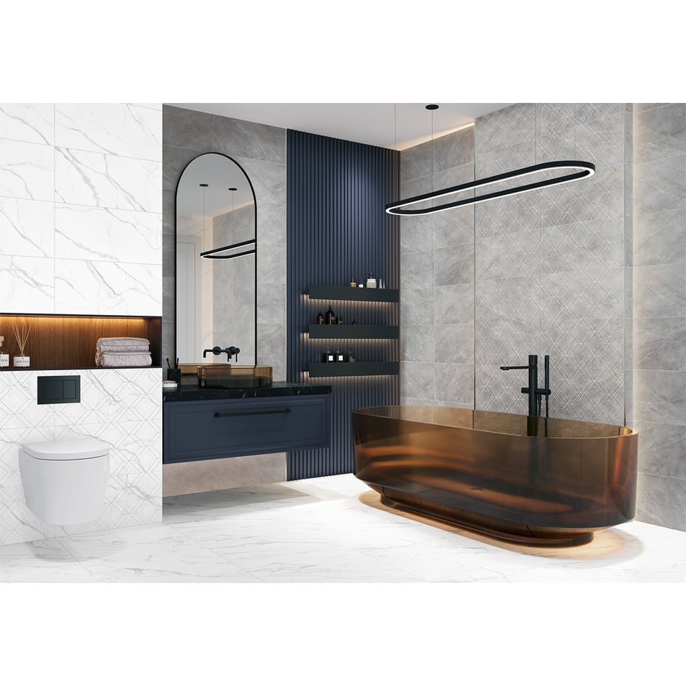 Изображение товара Декор NewTrend Lims Light Rhomb 300x600x9 белый керамический для стен