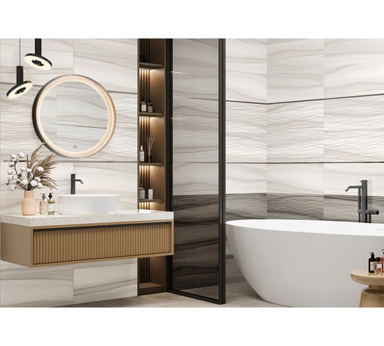 Изображение товара Декор NewTrend Treise Dark Wave 300x600x9, серый DW36TRS18