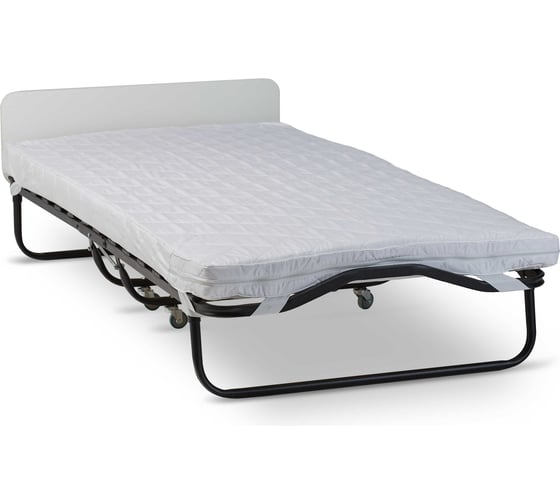 Изображение товара Раскладушка Формула мебели сад с матрасом, для сна, взрослая, с ортопедическим основанием из ламель Эл М, белый жемчуг, раскладная кровать КР0046