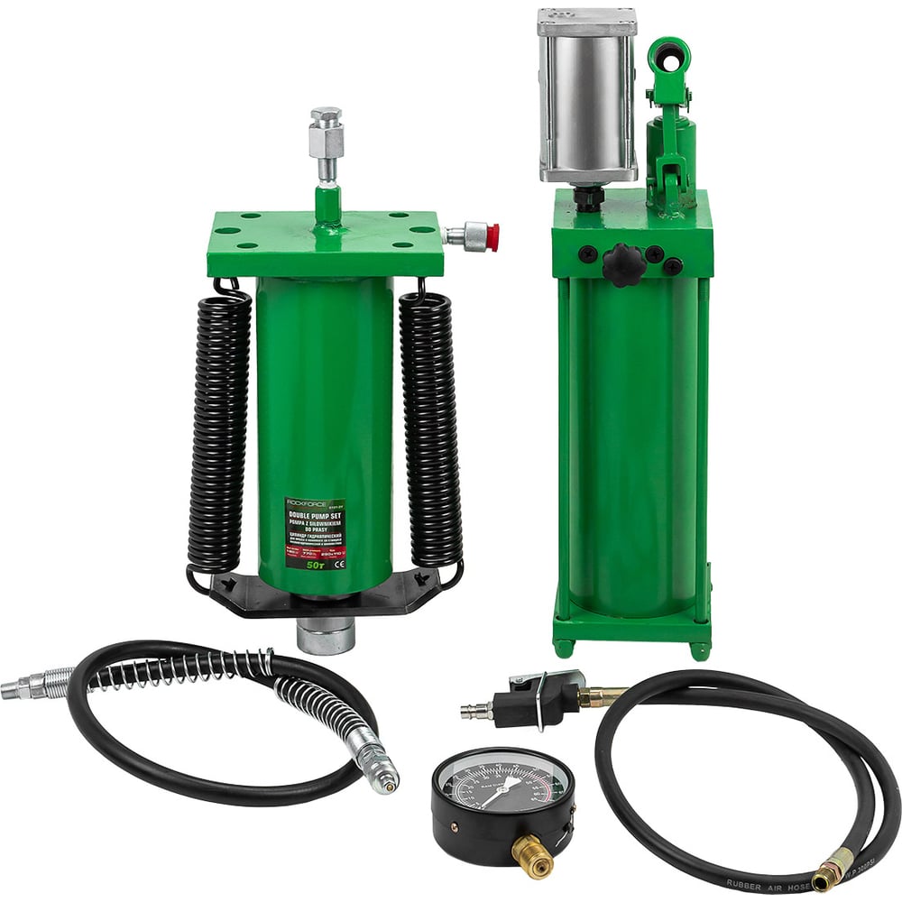 Изображение товара Цилиндр гидравлический для пресса в комплекте со станцией гидравлической и манометром, 50т Rockforce RF-0101-3Y(60428)