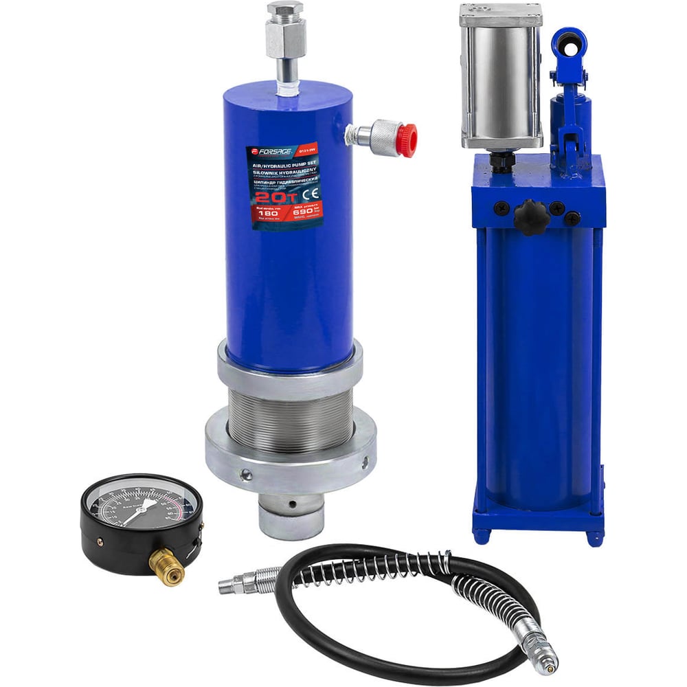 Изображение товара Цилиндр гидравлический для пресса в комплекте со станцией гидравлической и манометром, 20т Forsage F-0101-3W(60421)