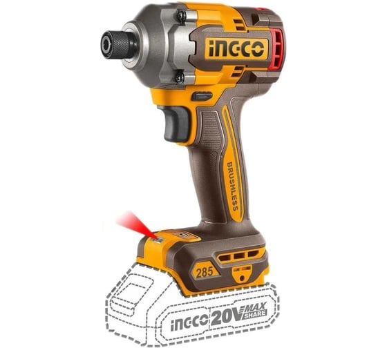 Изображение товара Аккумуляторный импульсный винтоверт INGCO 20В BL 285Hm 2хАКБ и ЗУ кейс INDUSTRIAL CIRLI2028