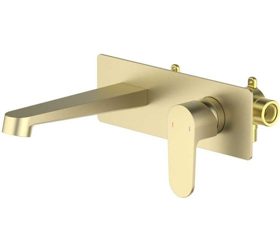 Изображение товара Смеситель для раковины настенный AQUATEK AQ1213BG ОБЕРОН внешняя и скрытая часть, шлиф. золото 00000139791