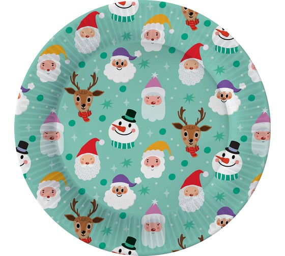 Изображение товара Набор бумажных тарелок ND Play Веселый Новый год, в т/у пленке, 6шт, d=230 мм 313977