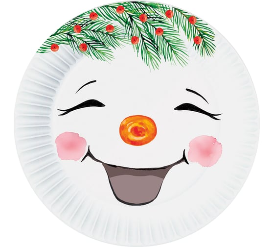Изображение товара Набор бумажных тарелок ND Play Снеговички, 6шт, d=180мм 314037