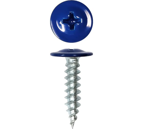 Изображение товара Саморез с прессшайбой Rizzel ПШ 4,2х32 RAL 5005 500 шт 00000310256