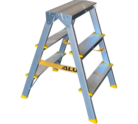 Изображение товара Алюминиевая двухсторонняя стремянка Алюмет с анодированным покрытием 2х3 ступеней. Серия APD 9203