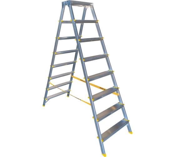 Изображение товара Алюминиевая двухсторонняя стремянка Алюмет с анодированным покрытием 2х8 ступеней. Серия APD 9208