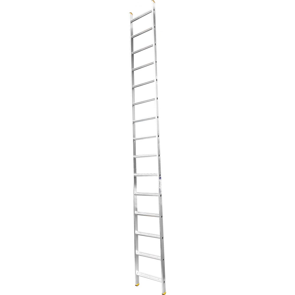 Алюминиевая односекционная приставная лестница Алюмет лестница приставная 1 секция 14 ступеней алюминий 3 93 м 150 кг alumet 5114