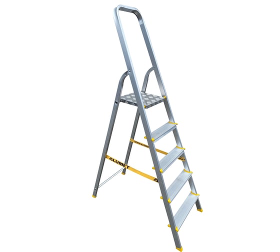 Изображение товара Алюминиевая стремянка Алюмет с анодированным покрытием профессиональная 5 ступеней. Серия APA 7005