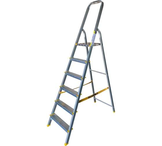 Изображение товара Алюминиевая стремянка Алюмет с анодированным покрытием профессиональная 6 ступеней. Серия APA 7006