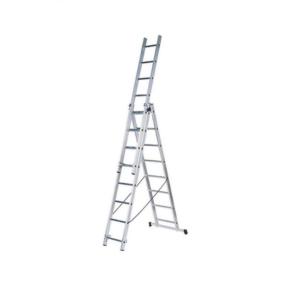 Трехсекционная алюминиевая усиленная лестница FIT лестница трехсекционная 282×476×646 см