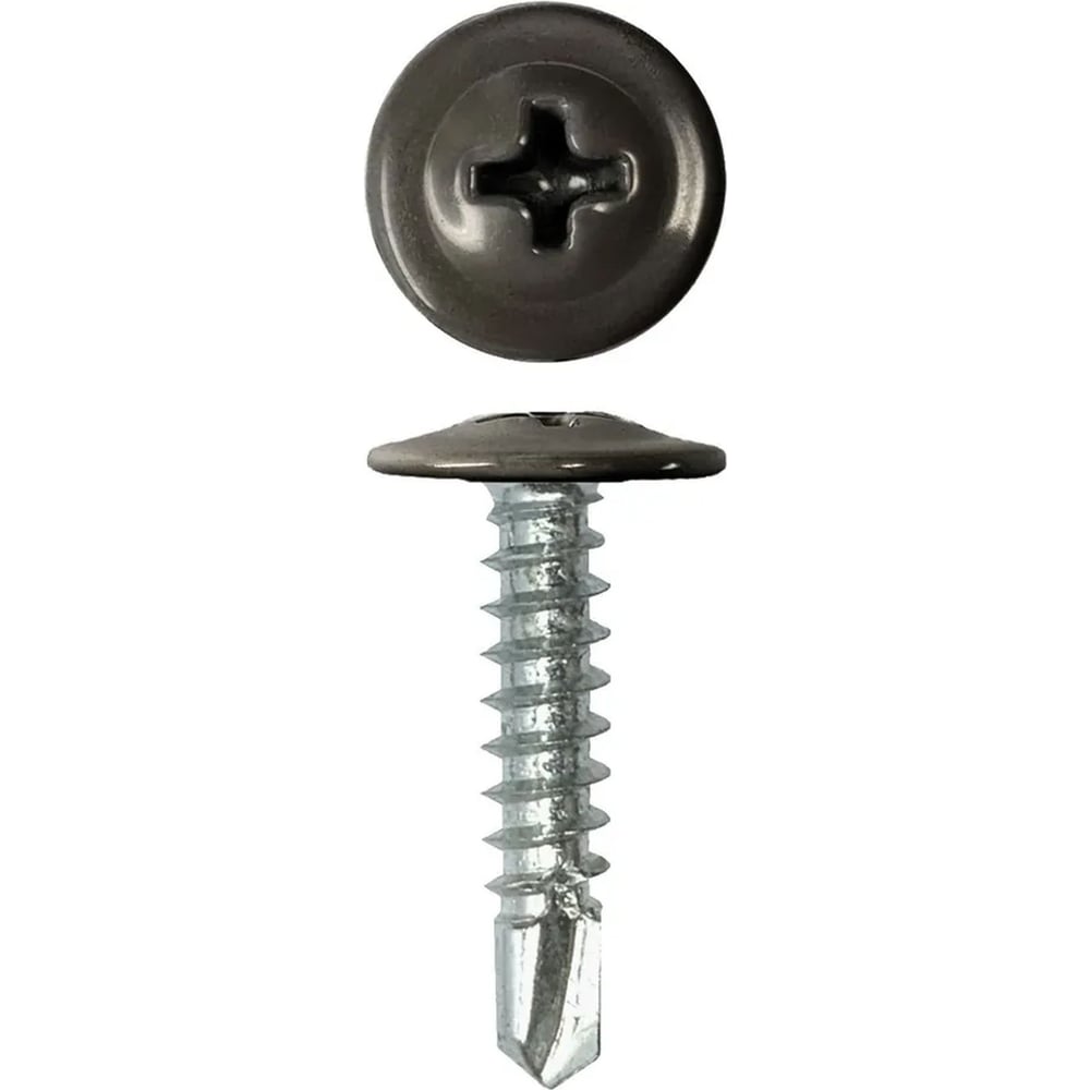 Изображение товара Саморез с прессшайбой Rizzel 4,2х13 RAL 7024 оцинкованный для металла