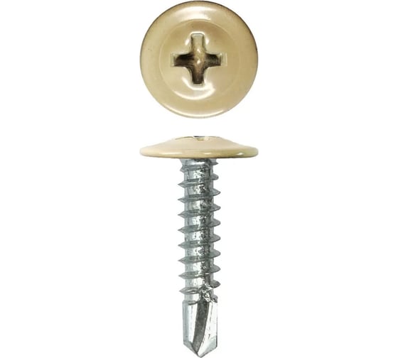 Изображение товара Саморез с прессшайбой Rizzel ПШС 4,2х16 RAL 1014 1000 шт 00000308371