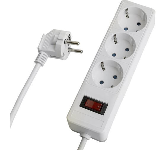 Изображение товара Сетевой фильтр STEKKER 3-местный с/з HM20-31-05 3x1мм2, 5 м, серия Optima, белый, 50088