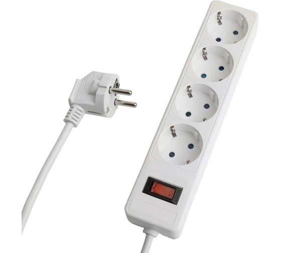 Изображение товара Сетевой фильтр STEKKER 4-местный с/з HM20-41-02 3x1мм2, 1,8 м, серия Optima, белый, 50089