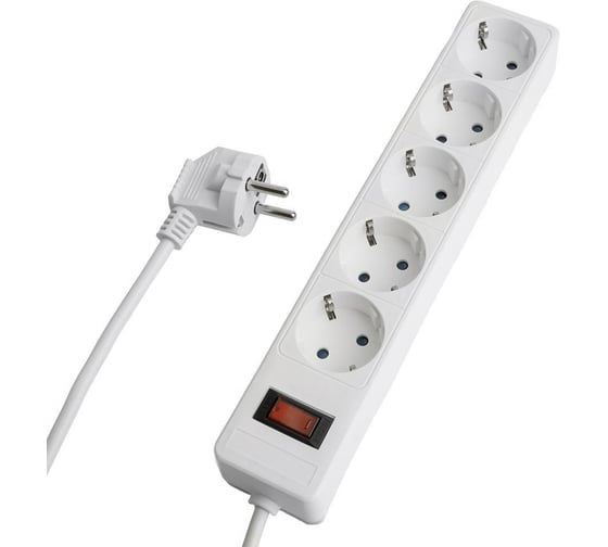 Изображение товара Сетевой фильтр STEKKER 5-местный с/з HM20-51-053x1мм2, 5 м, серия Optima, белый, 50094