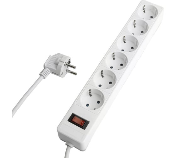 Изображение товара Сетевой фильтр STEKKER 6-местный с/з HM20-61-053x1мм2, 5 м, серия Optima, белый, 50097