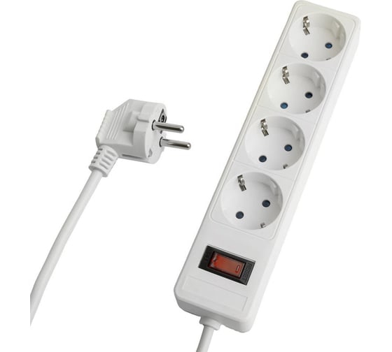 Изображение товара Сетевой фильтр STEKKER 4-местный с/з HM20-41-05 3x1мм2, 5 м, серия Optima, белый, 50091