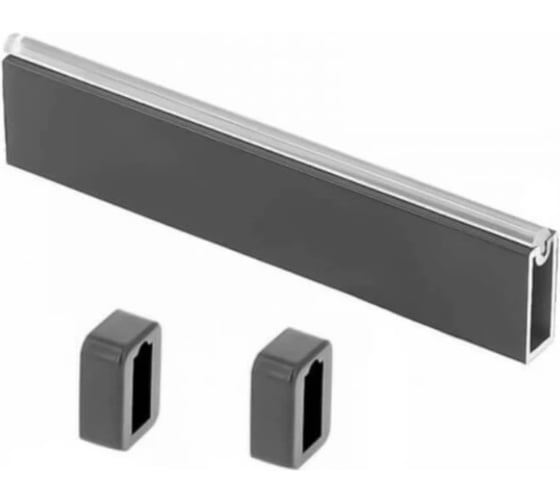 Изображение товара Комплект GTV штанга гардеробная, прямоугольная, с антискользящей вставкой, 12x32 мм, толщина 1.5 мм, L=3 м + крепление для штанги с заглушкой, 2 шт., антрацит ( 20 комплектов) WG-RRPSET-B-60