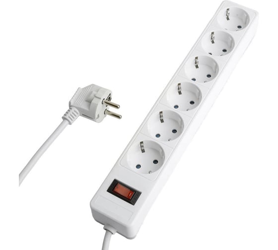 Изображение товара Сетевой фильтр STEKKER 6-местный с/з HM20-61-03 3x1мм2, 3 м, серия Optima, белый, 50096