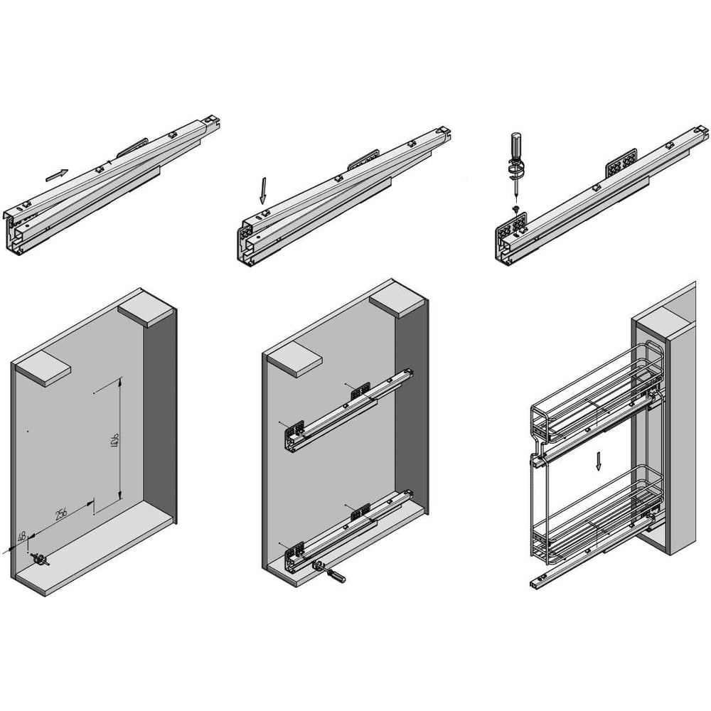 Изображение товара Комплект правых направляющих с доводчиком GTV 450 мм для карго