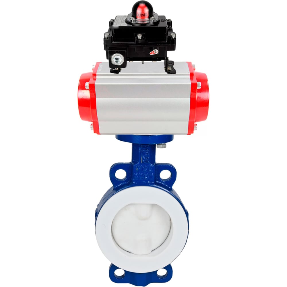 Затвор DN.ru WCB-WCB-PTFE-PTFE-Fb-H Ду50 Ру16 футерованный с пневмоприводом, БКВ D050-59700