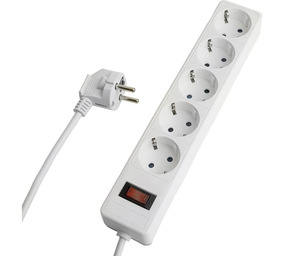 Изображение товара Сетевой фильтр STEKKER 5-местный с/з HM20-51-03 3x1мм2, 3 м, серия Optima, белый, 50093