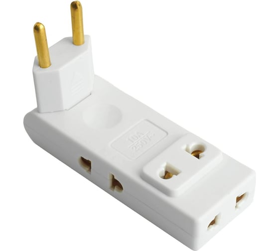 Изображение товара Разветвитель сетевой STEKKER плоский поворотный 4-местный б/з ADP10-24-21, 250В, 10A, белый, 50069