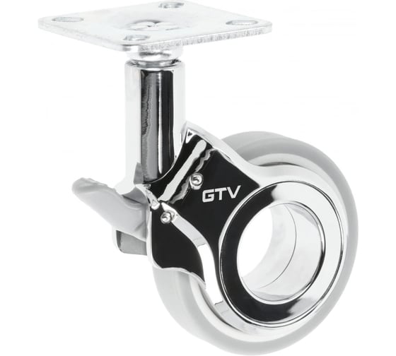 Изображение товара Мебельное колесико GTV GIRA, с тормозом, диаметр 60 мм, серый матовый KM-GIRA-60MM-ZH-19
