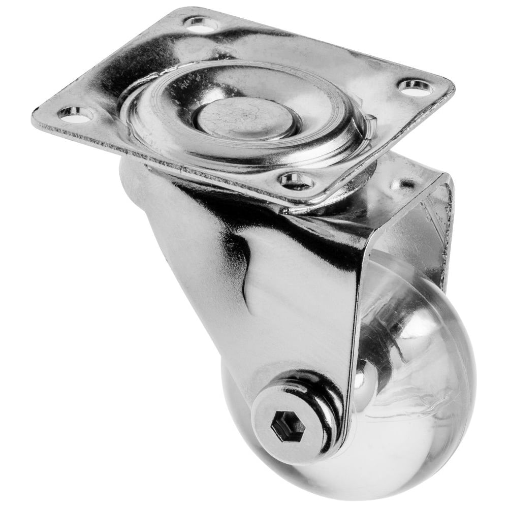 Изображение товара Мебельное колесико GTV без тормоза, BRAZYLIA, диаметр 35 мм, прозрачный KM-RD-35-SF