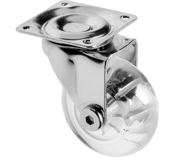 Изображение товара Мебельное колесико GTV без тормоза, BRAZYLIA, диаметр 50 мм, прозрачный KM-RD-50-SF