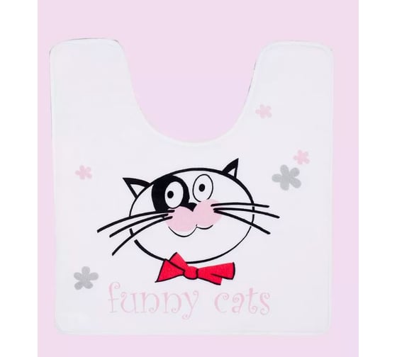 Изображение товара Коврик для туалета Tatkraft Funny Cats 55см х 60см Белый 18273