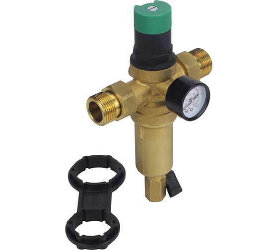 Изображение товара Фильтр сетчатый промывной DN.ru ФСПТ-Л-304-T Ду15 Ру16 T-образный, манометр, редуктор D260-03132