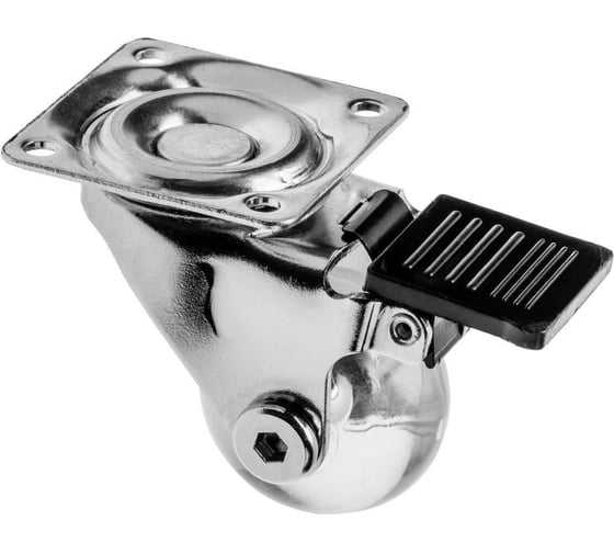 Изображение товара Мебельное колесико GTV с тормозом, BRAZYLIA, диаметр 35 мм, прозрачный KM-RD-35-CF