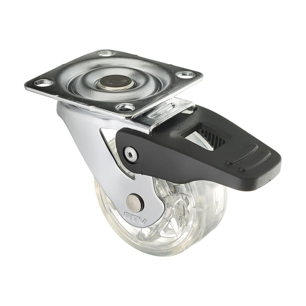 Изображение товара Мебельное колесико GTV с тормозом, SHIFT диаметр 50 мм, прозрачный KM-BH50MM-00