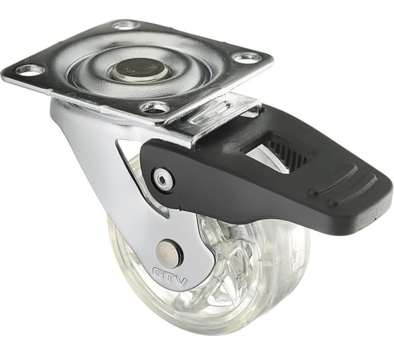 Изображение товара Мебельное колесико GTV с тормозом, SHIFT диаметр 50 мм, прозрачный KM-BH50MM-00