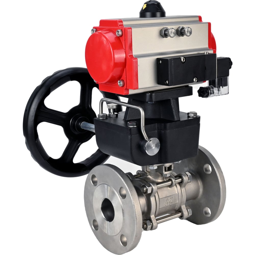 Изображение товара Шаровой кран DN.ru КШФПТ-ISO.316.180 Ду32 Ру40 с пневмоприводом