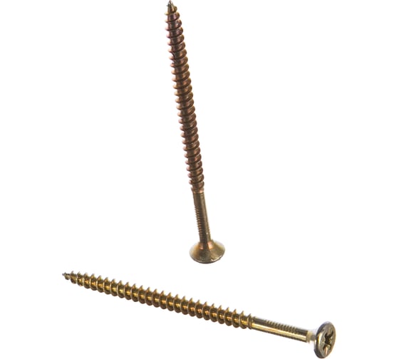 Изображение товара Универсальные шурупы ВИРТУОЗ 5,0х 90 мм, потайная головка, желтый цинк 10 шт 02983