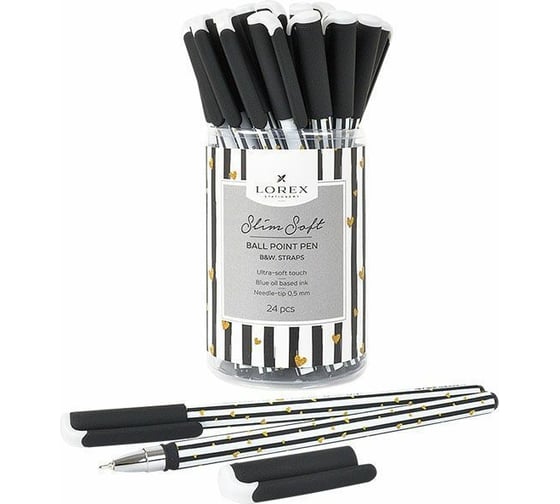 Изображение товара Масляная ручка LOREX Slim Soft B&W.STRAPS 0,50 мм синий LXOPSS-BW2