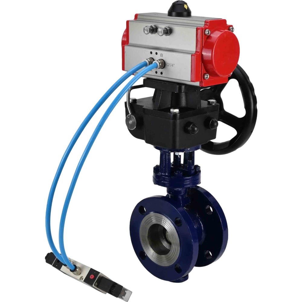 Изображение товара Затвор DN.ru с тройным эксцентриком Ду125 Ру25 пневмопривод дисковый профессиональный