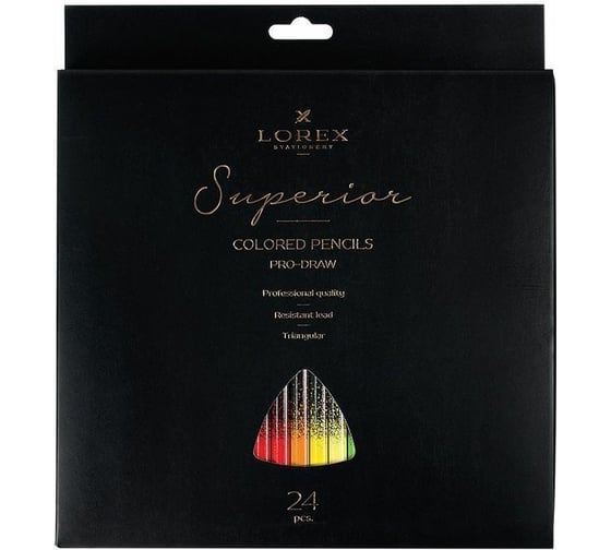 Изображение товара Набор цветных карандашей LOREX PRO-DRAW Superior 24 цвета, трехгранные LXCPPD24-SP