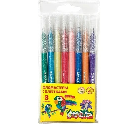 Изображение товара Фломастеры Каляка-Маляка с блестками 8 цветов ФБКМ8