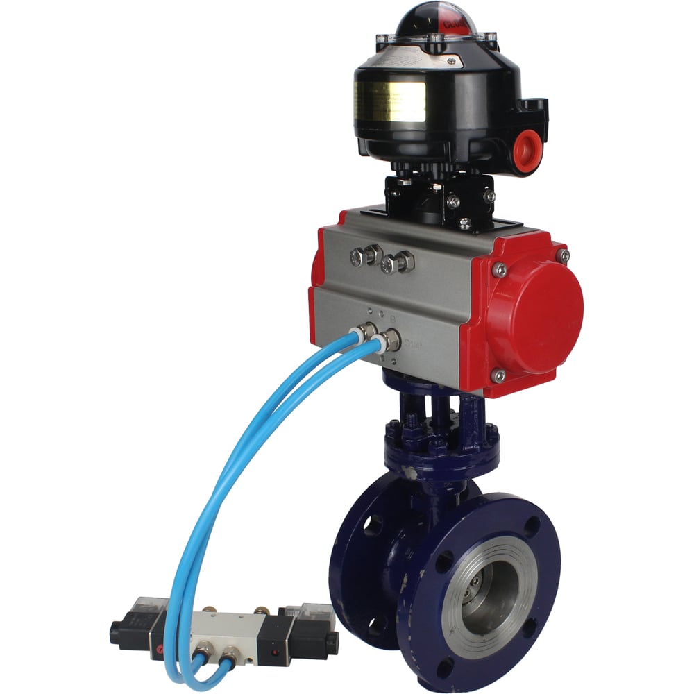 Изображение товара Затвор DN.ru с тройным эксцентричным WCB-316-M-F-ISO Ду80 пневмопривод