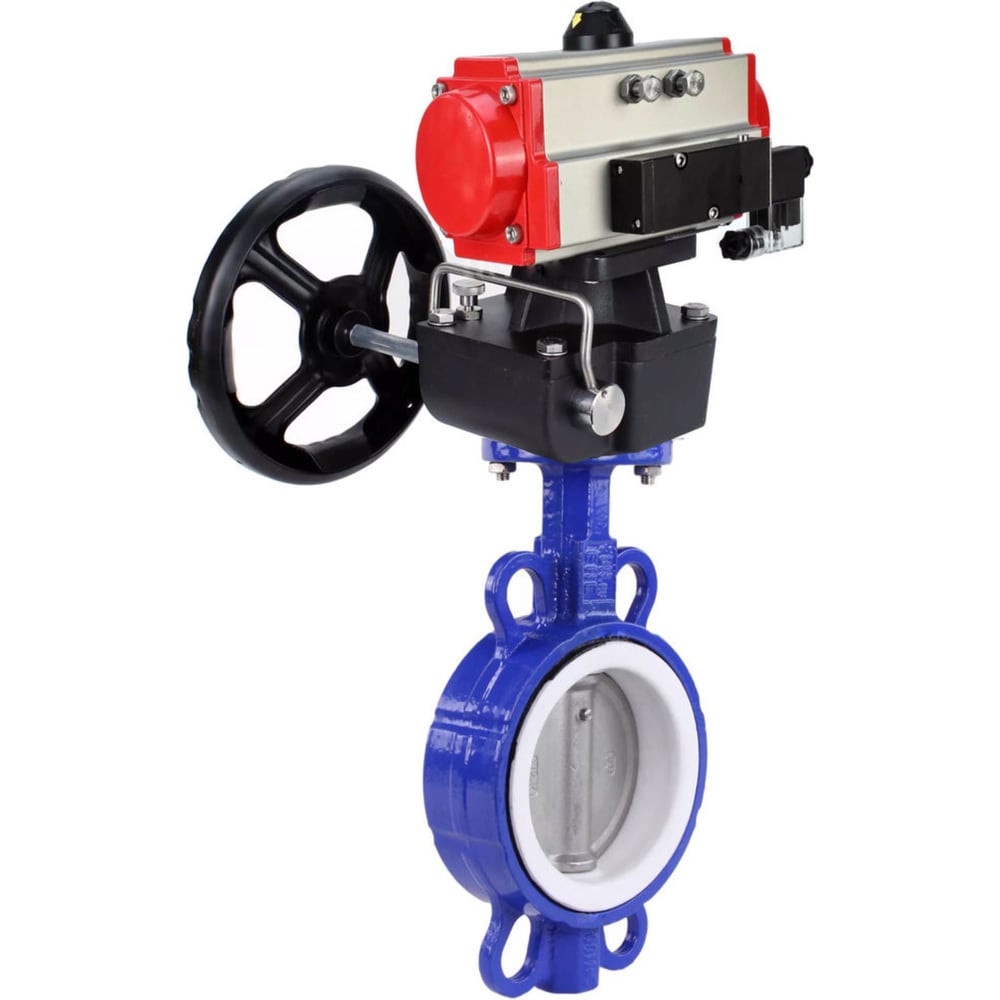 Изображение товара Затвор DN.ru WCB-316L-PTFE Ду150 Ру16 с пневмоприводом