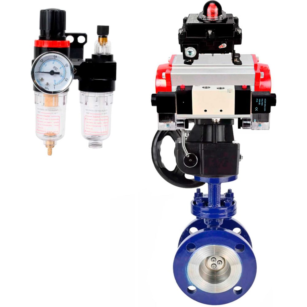 Изображение товара Затвор DN.ru с тройным эксцентричным механизмом Ду50 Ру25 пневмопривод дисковый