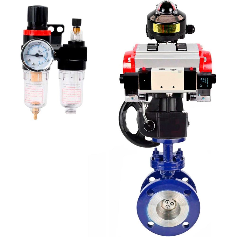 Изображение товара Затвор DN.ru с тройным эксцентричным механизмом Ду80 Ру25 пневмопривод дисковый