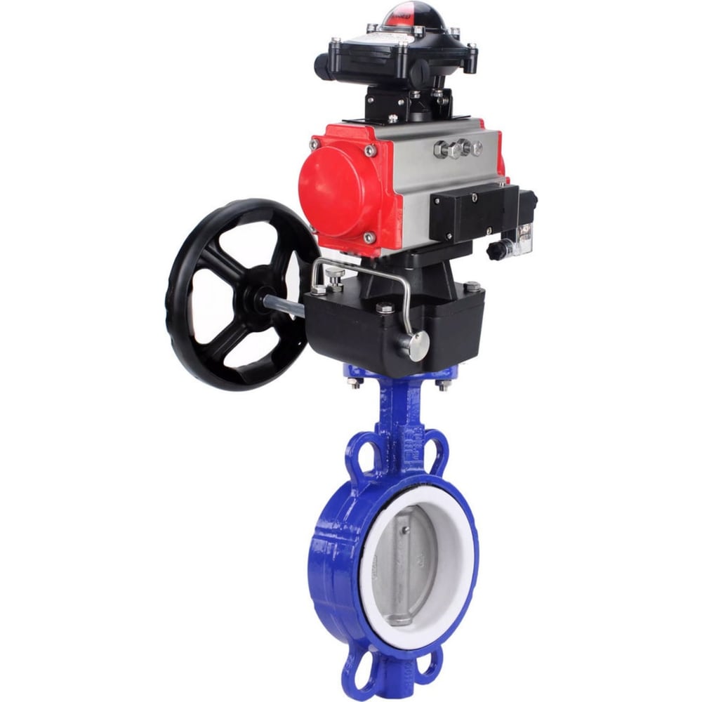 Изображение товара Затвор DN.ru WCB-316L-PTFE Ду80 Ру16 с пневмоприводом